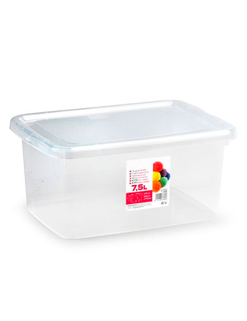 Caja de plástico con tapa - N.º 28 transparente - cajón de almacenaje,  ordenación, almacenamiento, objetos - 7,5 lit
