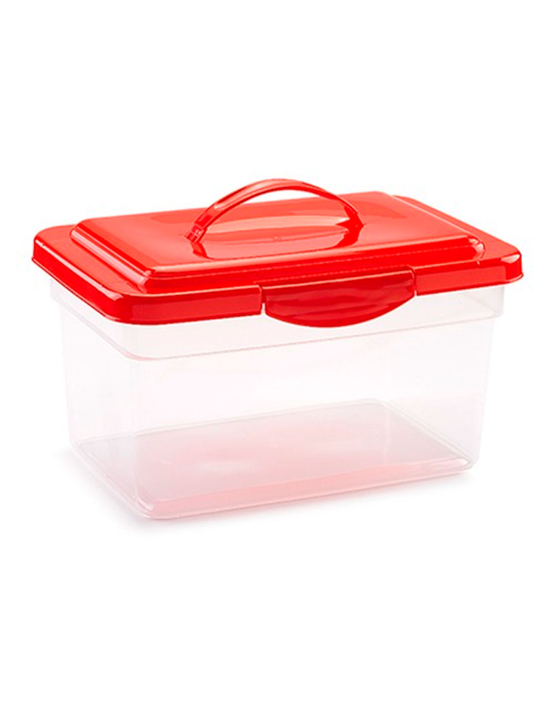 Tradineur - Caja de plástico con tapa y asa Nº24, transparente