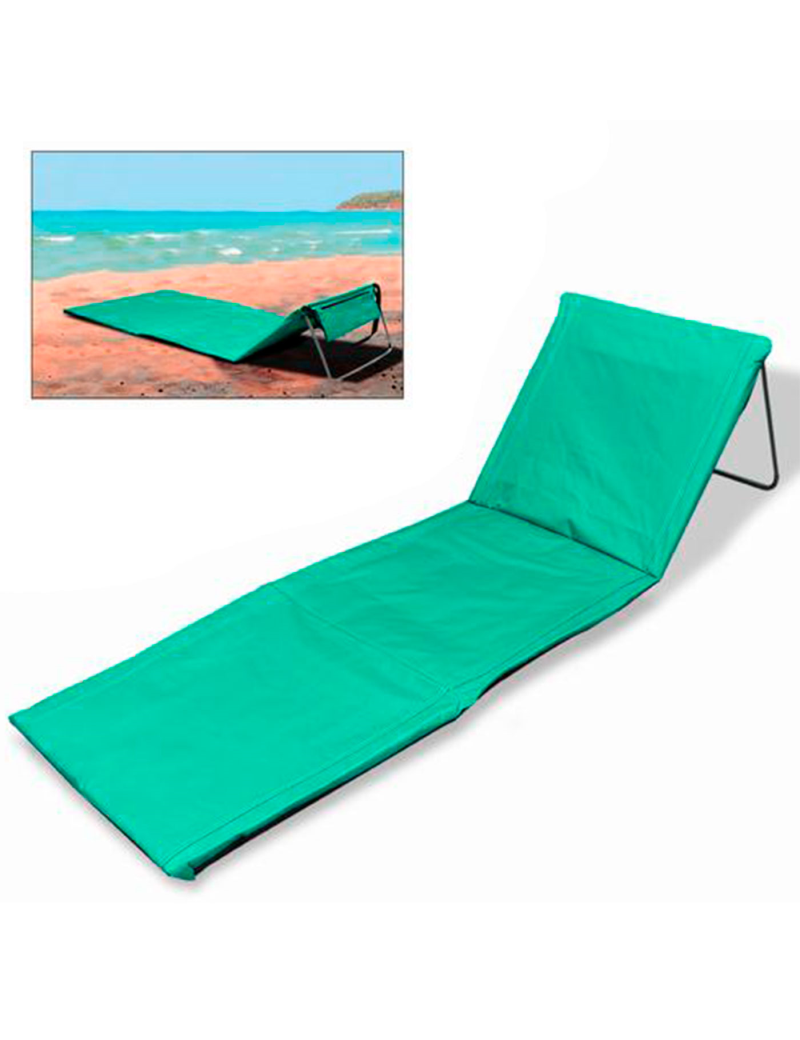 Esterilla de playa abatible, respaldo reclinable, tumbona plegable, incluye  bolsillo y correa, portátil, ligera y re