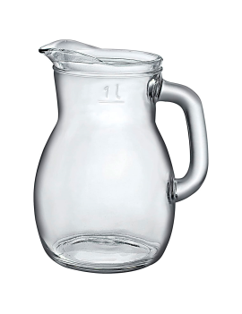 Tradineur - Botella de cristal con asa, tapa de plástico, jarra de vidrio  agua caliente/fría, té helado, bebidas, frigorífico, 3