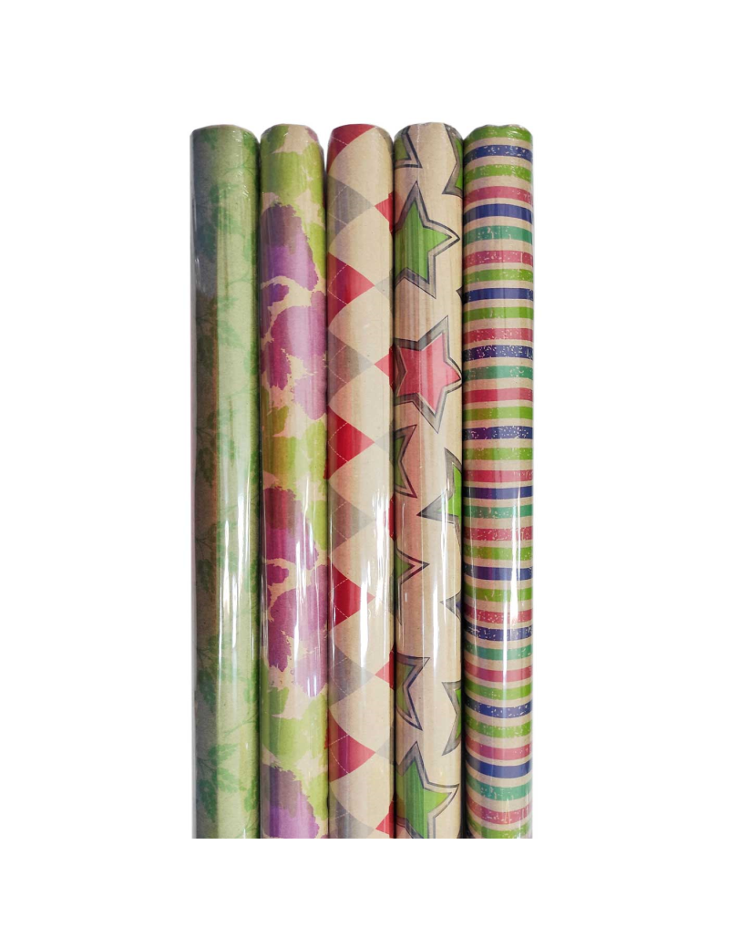 Papel De Regalo 5 Rollos | 3 Metros X 43 Cm Cada Uno | Colores Variados | Para Envolver Regalos