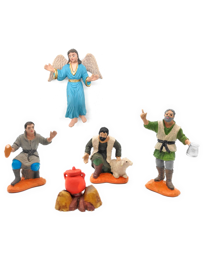 Set de 5 figuras para belén navideño anunciación 8 cm, durexina, figuras  decorativas nacimiento, campesinos, ángel,