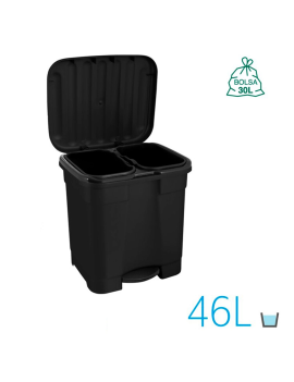 Tradineur - Cubo de basura con pedal y 2 compartimentos, plástico