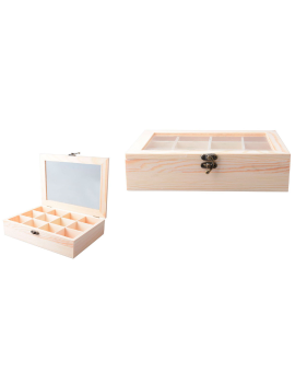 Juego de 2 cajas de almacenamiento de madera vintage con asas 20,8 x 35 x  25 cm y 19 x 30 x 18 cm, modelo enjoy, set de cajas re