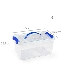 Caja de plástico con tapa y bandeja Nº31, transparente, cajón de almacenaje,  ordenación, almacenamiento objetos, 9 l